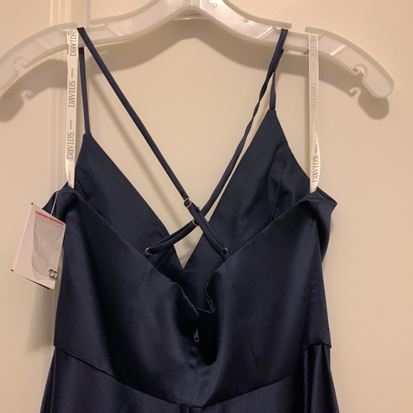 Dark Blue Bridesmaid Dress Prom Dress Gown with pockets - Picture 4 of 6